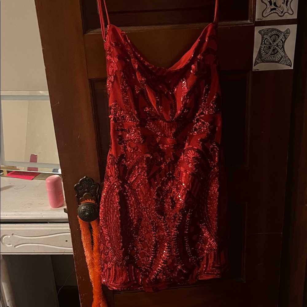 Elegant Red Sequin Dress